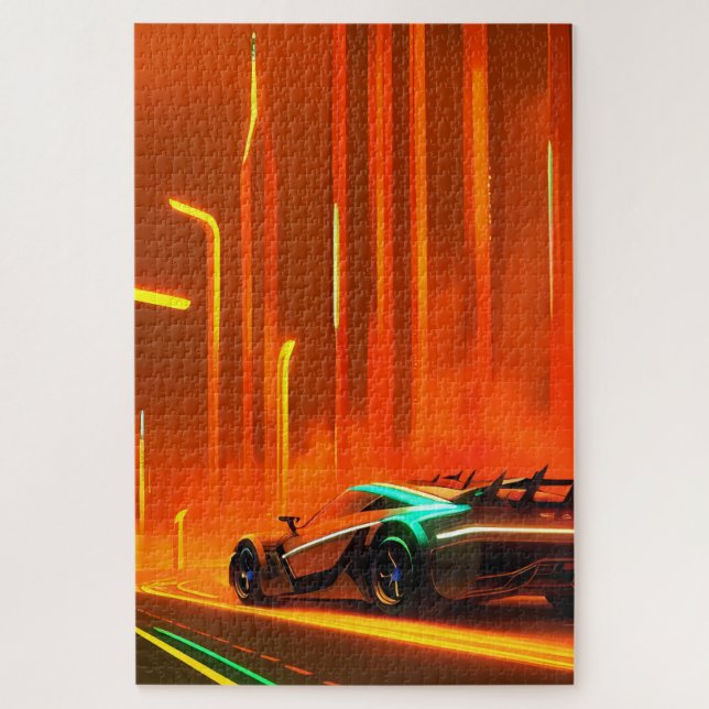 Puzzle Neon Race Night 3000 - Ken Gage Art (Vertical)