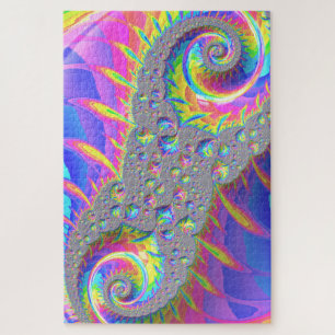 Puzzle Neon Rainbow Spiral Fractal Resumen Arte Digital