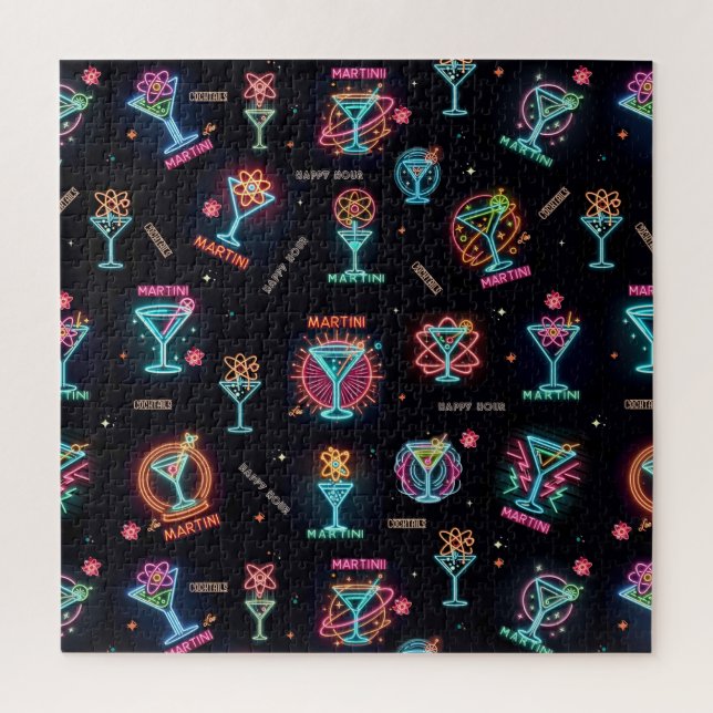 Puzzle Neon Rótulo Space Age Atomic Martini Cocktails Pri (Vertical)