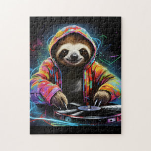 Puzzle Neon Sloth DJ Retro Guay
