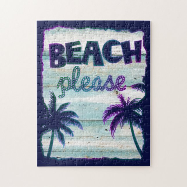 Puzzle Neon Tropical Beach Vacation Palm Trees (Vertical)