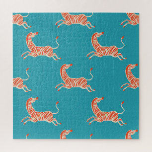 Puzzle Neon Zebra: Retro Colorful Seamless