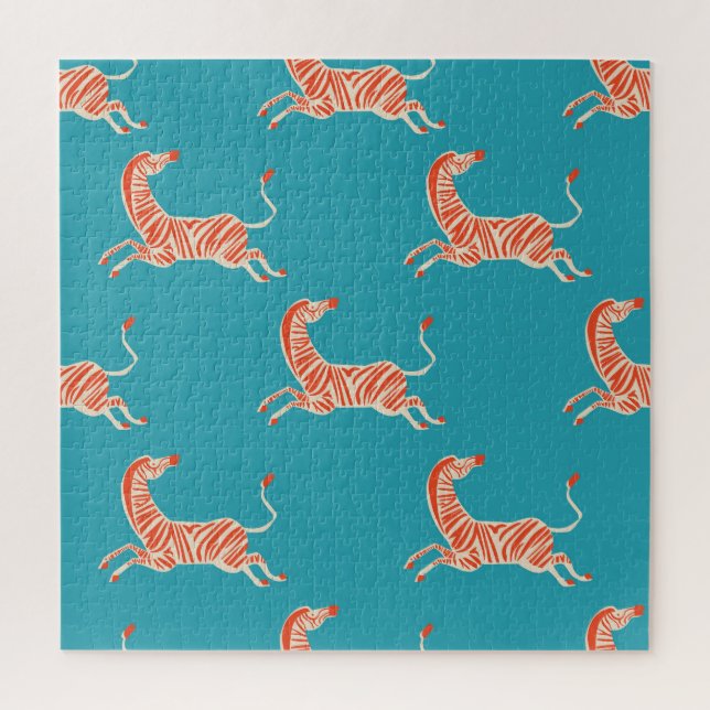 Puzzle Neon Zebra: Retro Colorful Seamless (Vertical)