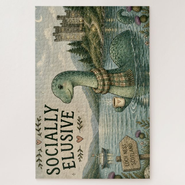 Puzzle Nessie críptida acogedora socialmente esquiva Loch (Vertical)
