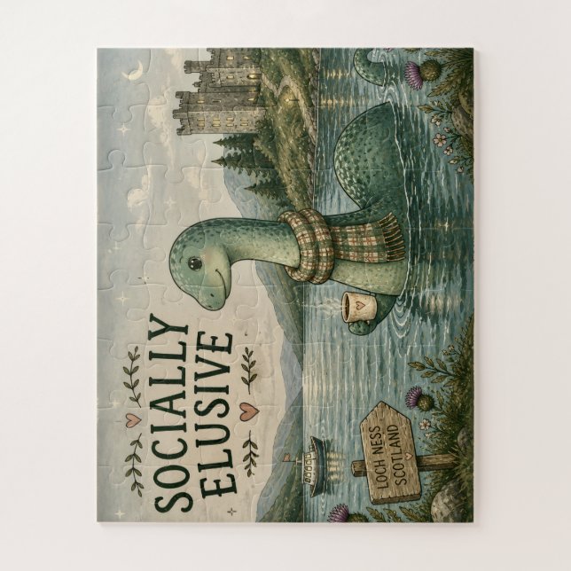 Puzzle Nessie esquiva socialmente críptido acogedor Loch  (Vertical)