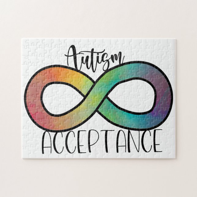 Puzzle Neurodiversidad Autismo Aceptación Botón Arcoiris (Horizontal)