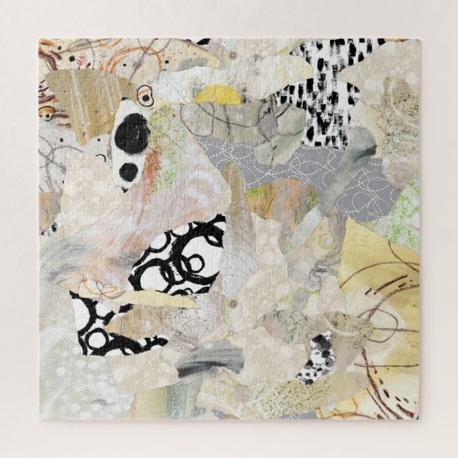 Puzzle Neutral Elegant Abstract Collage Design (Vertical)