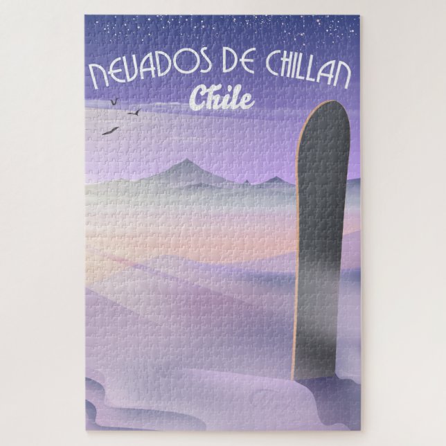 Puzzle Nevados de Chillan, Chile Snowboarding poster. (Vertical)