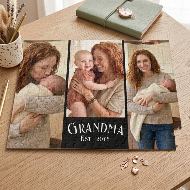 Puzzle New Grandma Est. Year Custom Name 3 Photo (Subido por el creador)