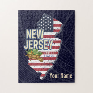 Puzzle New Jersey United States Retro Map USA Souvenir