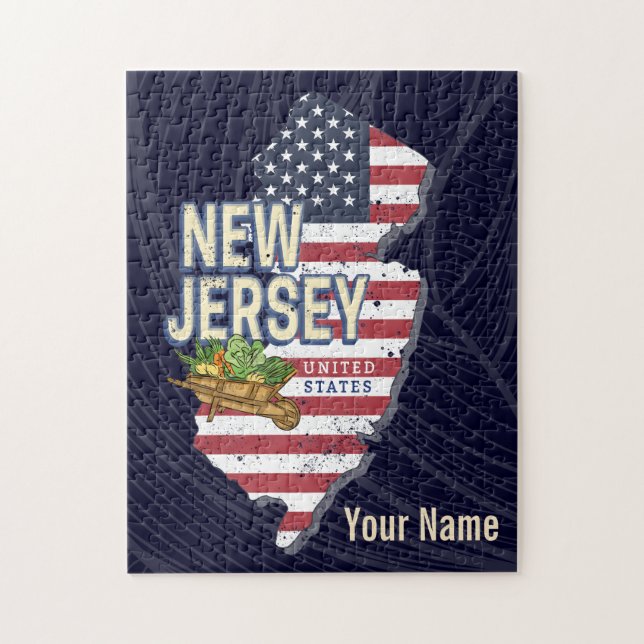 Puzzle New Jersey United States Retro Map USA Souvenir (Vertical)