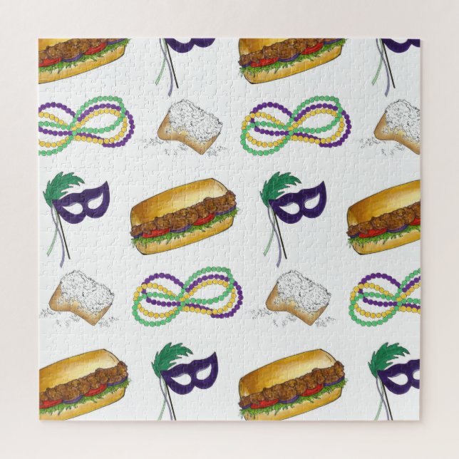 Puzzle New Orleans LA Beignet Mask Beads Mardi NOLA (Vertical)