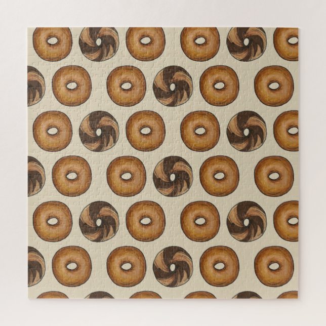 Puzzle New York Bagels Plain Marble Rye Breakfast Food (Vertical)