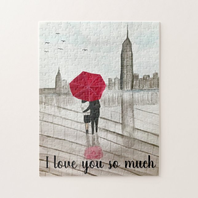 Puzzle New York City Love pareja Manhattan City (Vertical)