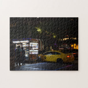 Puzzle New York City Morning Breakfast Cart NYC Taxi Cab