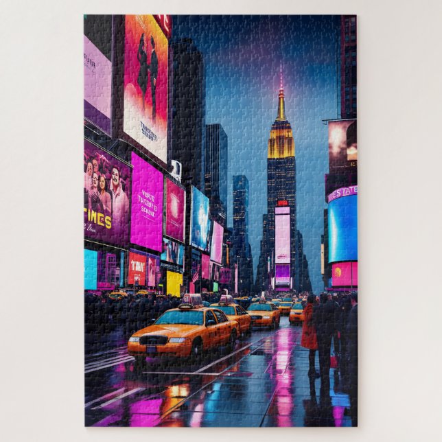 Puzzle New York City Neon Cityscape Times Square (Vertical)