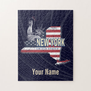 Puzzle New York State Estados Unidos Retro Map Vintage US
