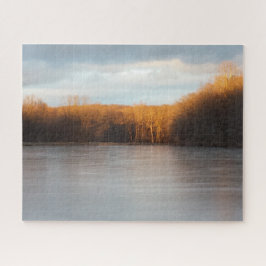 Puzzle New York State Nature Twilight Winter Lake