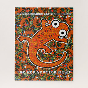 Puzzle Newt rojo visto en el suelo forestal
