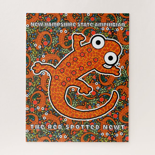 Puzzle Newt rojo visto en el suelo forestal (Vertical)