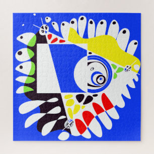 Puzzle Nido de pájaro - Blanco azul real