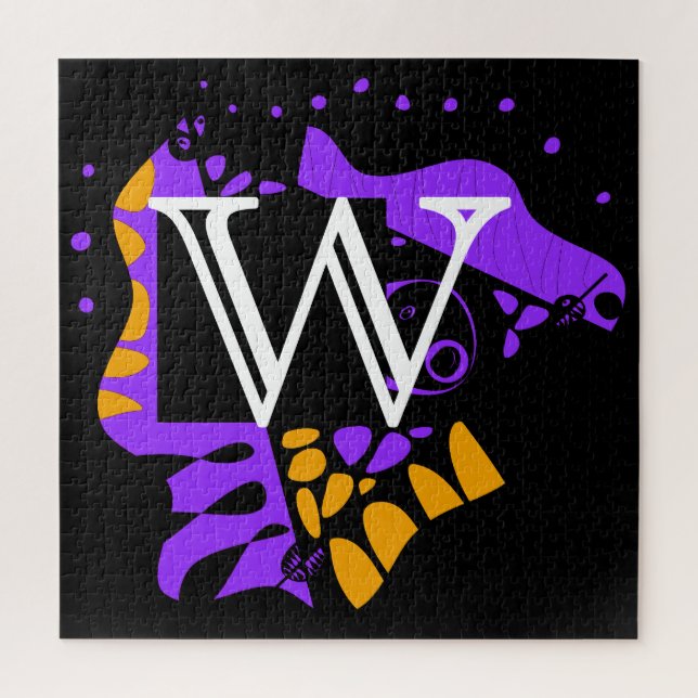 Puzzle Nido de pájaro - Carta inicial personalizada W (Vertical)