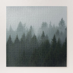 Puzzle Niebla otoñal del bosque de montaña Misty
