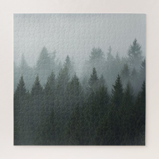 Puzzle Niebla otoñal del bosque de montaña Misty (Vertical)