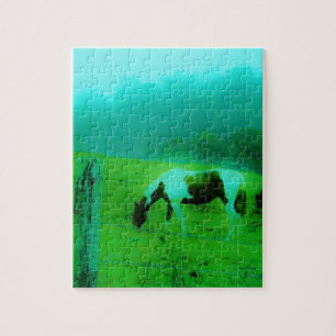Puzzle Niebla verde azulada Reto pintado pony Caballo