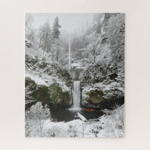 Puzzle Nieve de invierno en las cataratas de Multnomah en