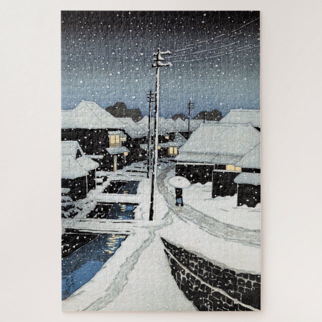 Puzzle Nieve de la Tarde en el Pueblo Terajima Hasui Kawa (Vertical)