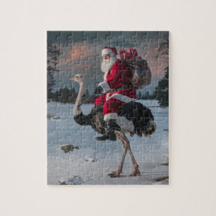 Puzzle Nieve divertida de Navidades de Santa y Ostrich