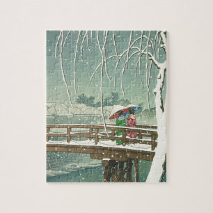 Puzzle Nieve en el paisaje del arte del invierno de Hasui