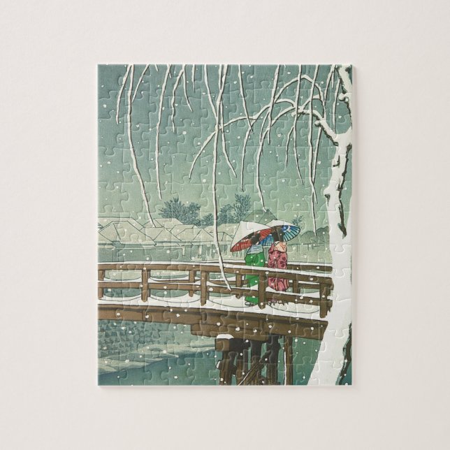 Puzzle Nieve en el paisaje del arte del invierno de Hasui (Vertical)