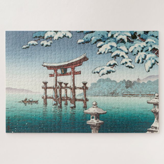Puzzle Nieve en Miyajima por Tsuchiya Koitsu (Horizontal)