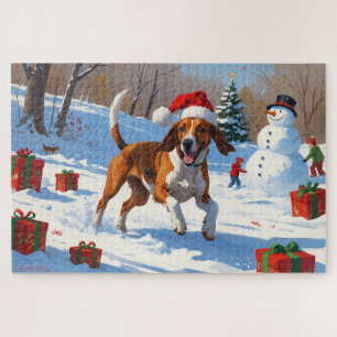 Puzzle Nieve festiva de Navidades de Foxhound ingleses es