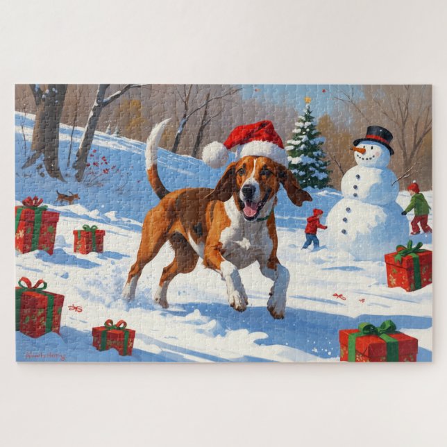 Puzzle Nieve festiva de Navidades de Foxhound ingleses es (Horizontal)
