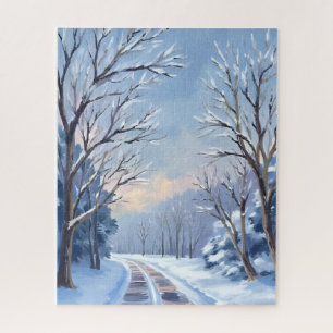 Puzzle Nieve Fresca Carretera de Invierno Acuarela Natu