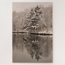 Nieve sobre el lago Invernadero Maravilloso paisaj