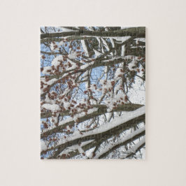 Puzzle Nieve sobre una arce japonesa —