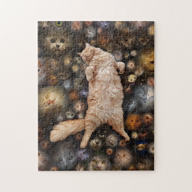 Puzzle Nighty Kitty Cat, (Vertical)