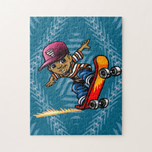 Puzzle Niña Afroamericana En Skateboard