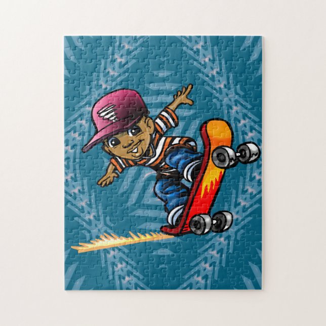 Puzzle Niña Afroamericana En Skateboard (Vertical)