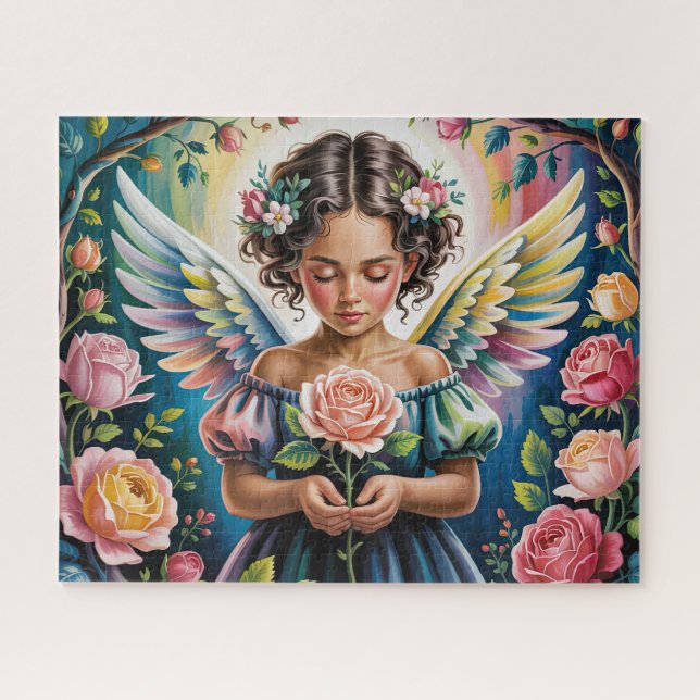 Puzzle Niña Ángel Con Flores (Horizontal)