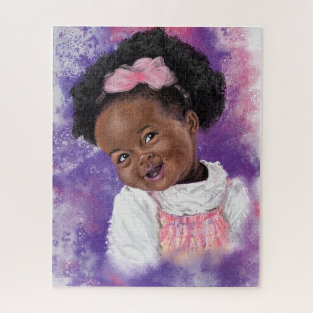 Puzzle Niña Cuidada Con Cinta Rosa - Acuarela (Vertical)