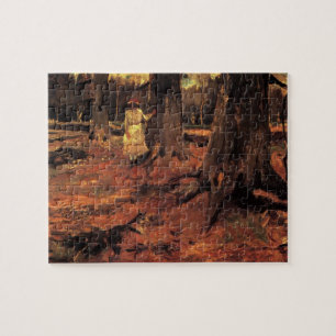 Puzzle Niña de blanco en el bosque por Vincent van Gogh