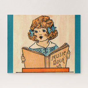 Puzzle Niña de los años 20 con libro de música