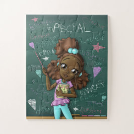 Puzzle Niña Marrón Adorable y Palabras Positivas