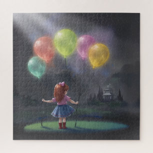 Puzzle Niña pequeña con globos