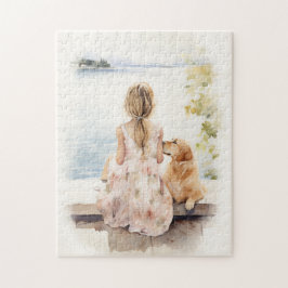 Puzzle Niña pequeña con labrador